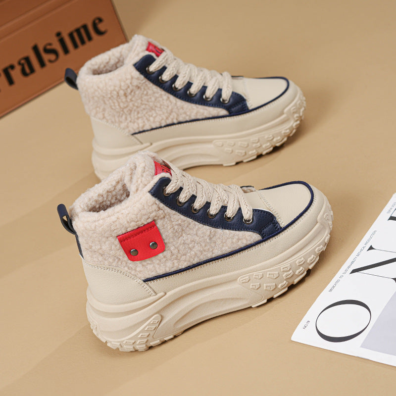 đĽ2024 Varmt salg 49% OFF â¤ď¸ Høye snøstøvler i ull for kvinner med tykk sĂĽle