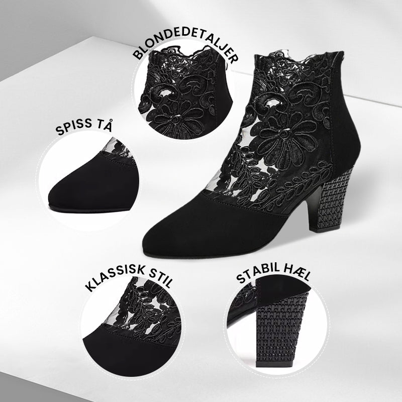 👢✨Sommerlige, Elegante Høye Hæler med Blonder for Kvinner