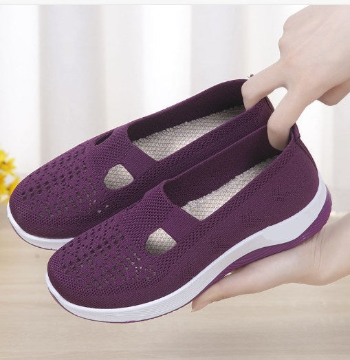 Kvinners vevde ortopediske pustende sko med myk såle