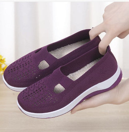 Kvinners vevde ortopediske pustende sko med myk såle