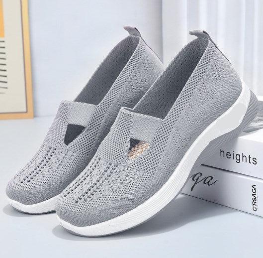 Kvinners vevde ortopediske pustende sko med myk såle