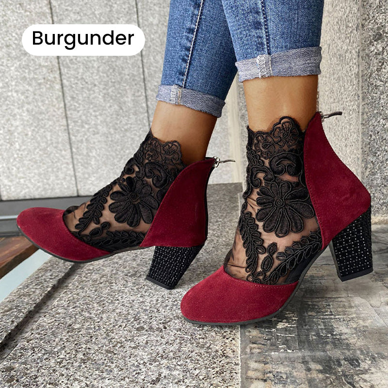 👢✨Sommerlige, Elegante Høye Hæler med Blonder for Kvinner