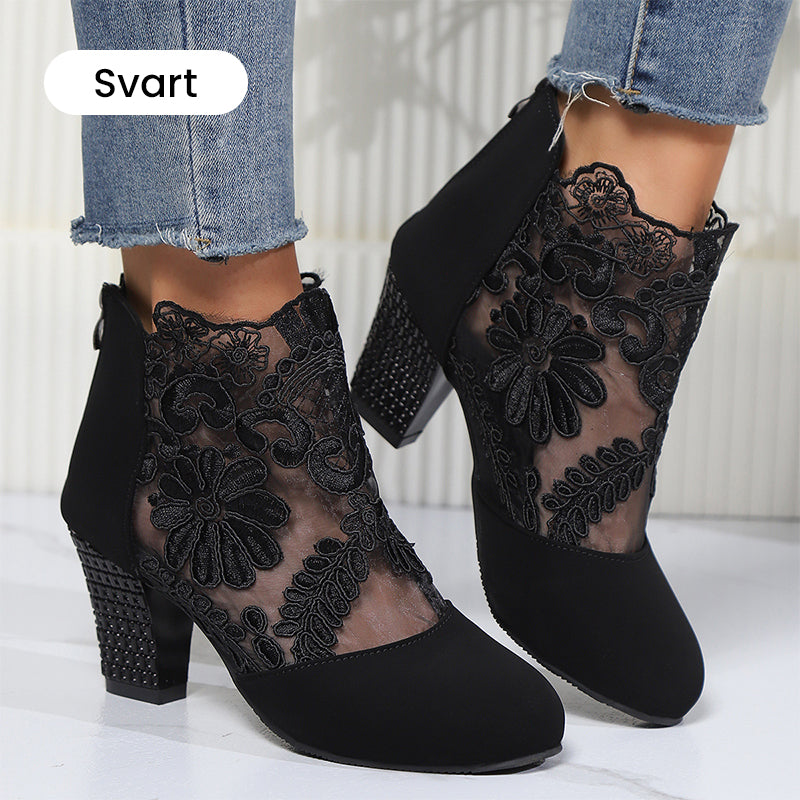 👢✨Sommerlige, Elegante Høye Hæler med Blonder for Kvinner